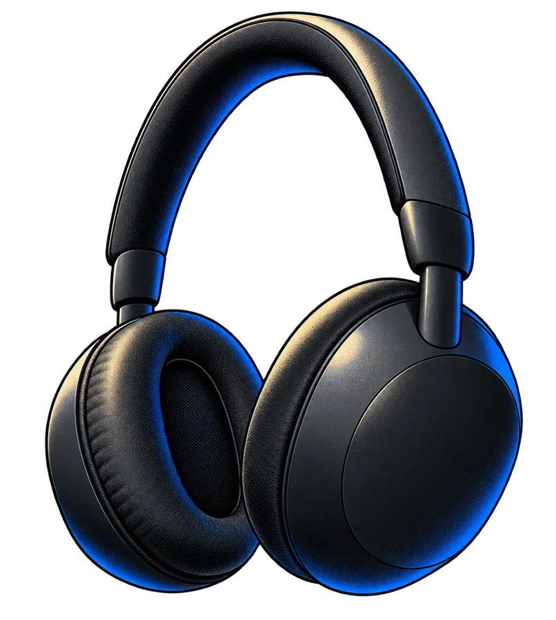 Ilustración editorial de auriculares
