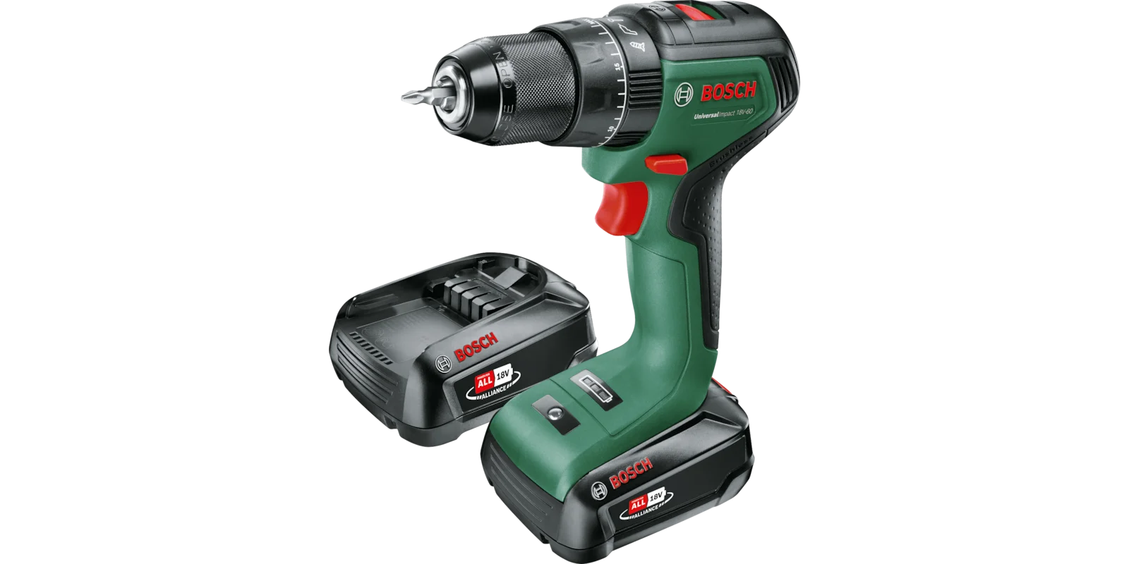 Bosch UniversalImpact 18V-60 · Kit 06039D7106 · 2 baterías 2,0 Ah y cargador