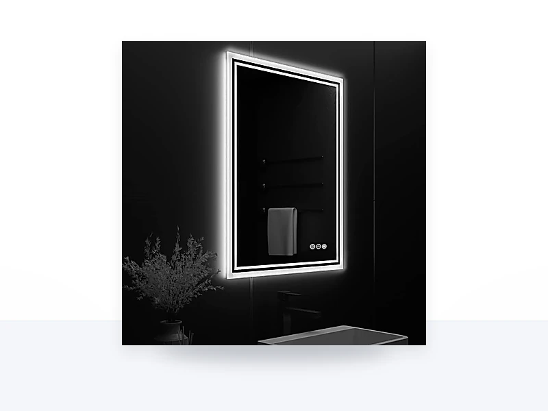 LUVODI Espejo Baño con Luz Led: 60x80 cm Espejos de Baño Pared