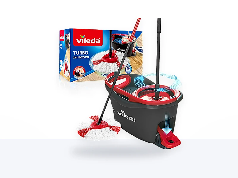 Vileda Turbo Juego de Cubo de fregona para Suelos giratoria con