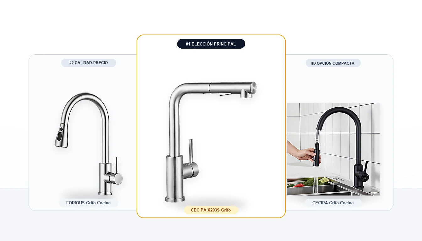 Comparativa en estudio de 3 modelos de Grifos lavabo
