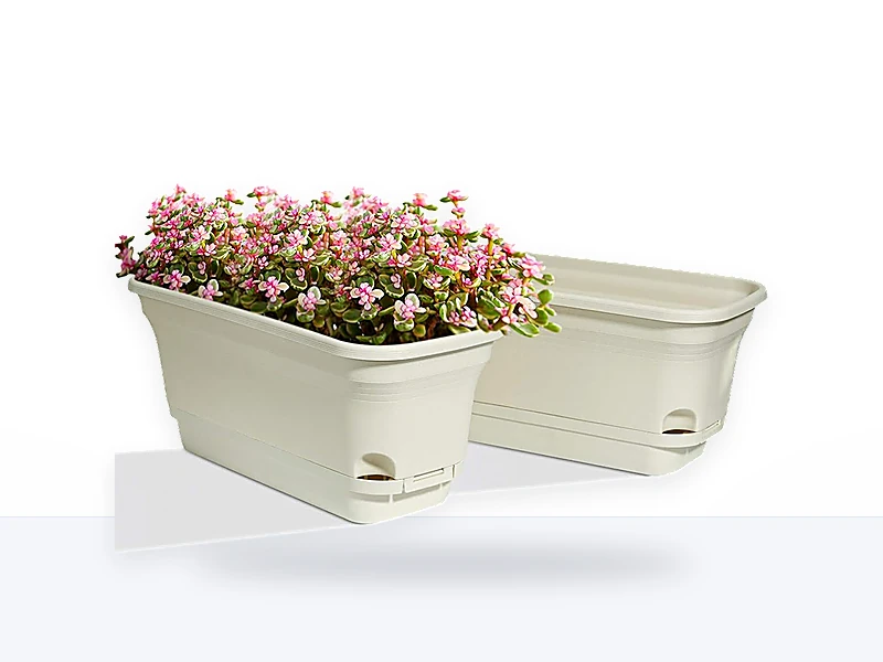 T4U 40CM Macetas de Autorriego, Beige Conjunto de 2, Jardineras