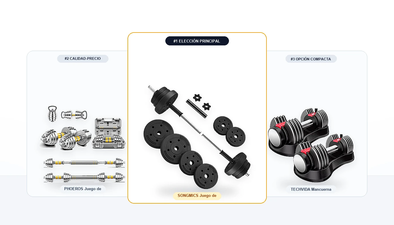 Mancuernas para entrenar en casa: hexagonales de caucho, neopreno o kits ajustables con discos