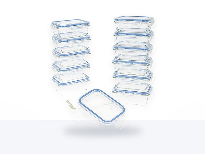 AKTIVE Max Home - Pack 12 Recipientes Herméticos de Vidrio, táper