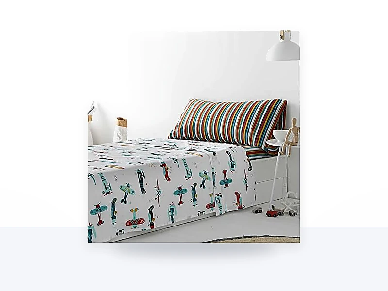 COTTON ARTean Juego de sabanas Infantil/Juvenil AVIONCITOS Cama