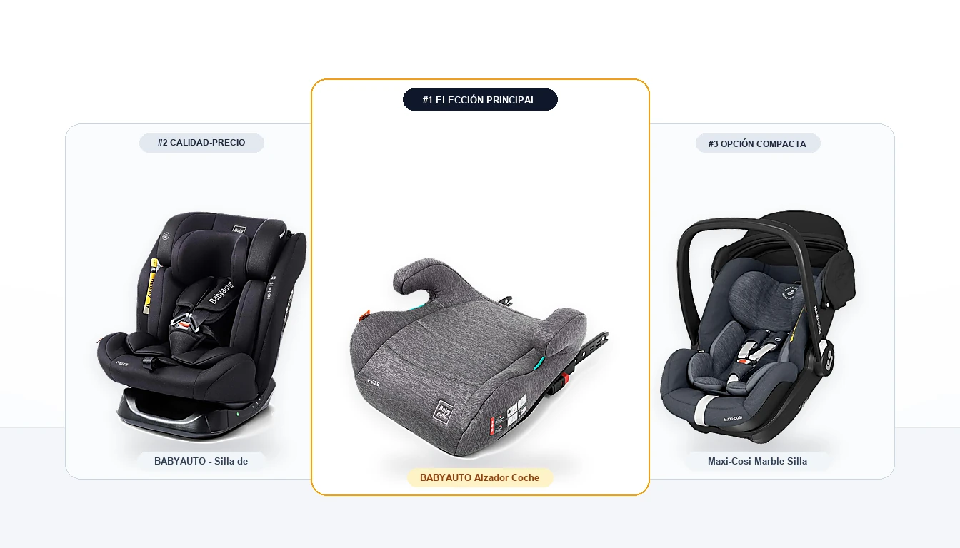 Comparativa en estudio de 3 modelos de Alzador coche niños